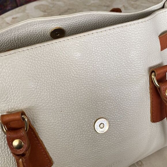 Valentina Two-Tone Genuine Leather Satchel Shoulder Bag Made in Italy - Picture 12 of 14